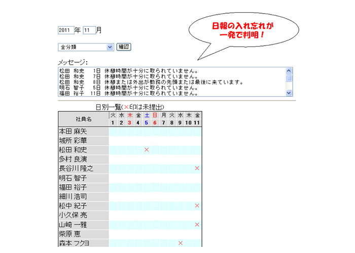 キャプチャ：日報システムの機能